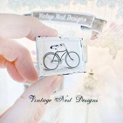 French Paris Style Bicycle No.1 Dollhouse Miniature Handmade Wooden Framed Art image 4