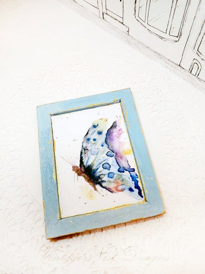Butterfly No.1:1 Dollhouse Miniature Handmade Wooden Framed Art image 4