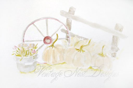 Pumpkin Patch No.3 Digital Prints Watercolor Painting image 3