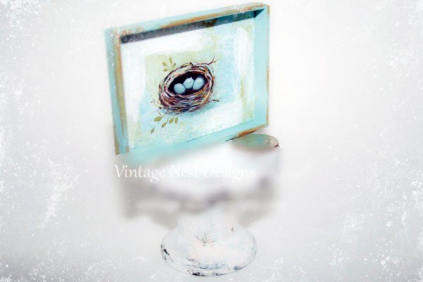 Bird Nest No.10:2 Dollhouse Miniature Handmade Wooden Framed Art image 2