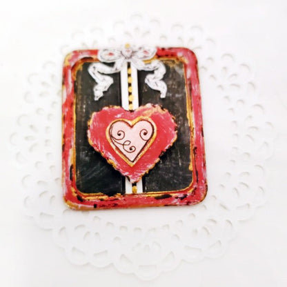 Valentine Heart No.5:1 Dollhouse Miniature Handmade Framed Wooden Art image 3