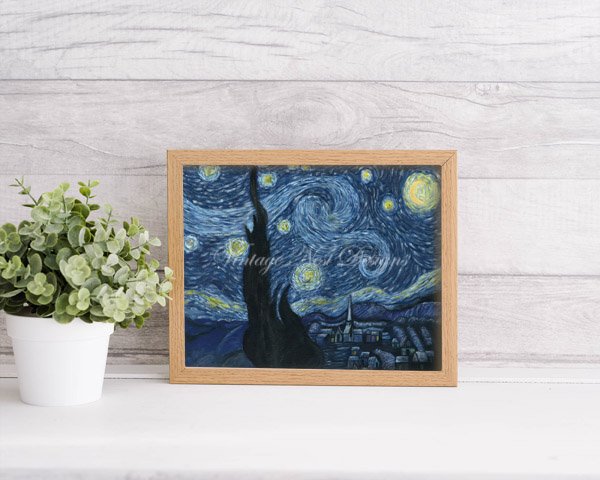 Starry Night No.1 Digital Print Acrylic Painting image 1