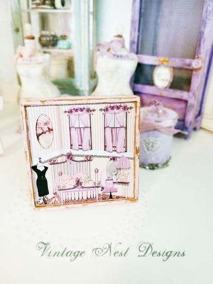 Glamour Girl Bedroom No.1:1 Dollhouse Miniature Handmade image 0