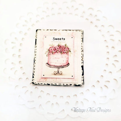 Cake No.7:6 Dollhouse Miniature Handmade Wooden Framed Art image 6