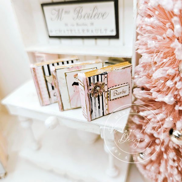 Shabby Book Set No.28 Dollhouse Miniatures Handmade image 1
