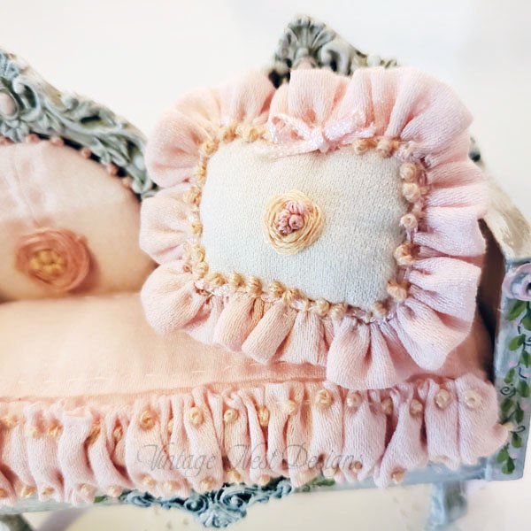 Pink Sofa No.1 Dollhouse Miniature Handmade image 7