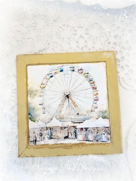 Carnival Fair No.1:1 Dollhouse Miniature Handmade Wooden Framed Art image 3