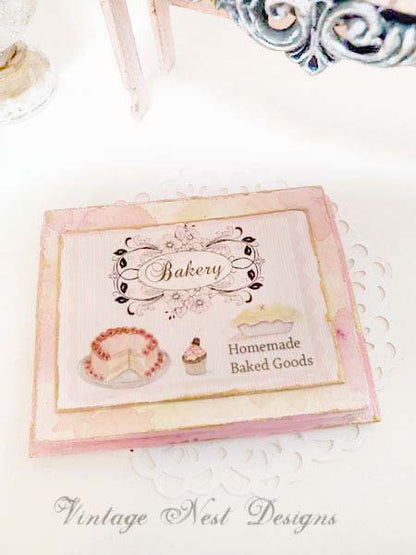 Bakery Sweets No.4:3 Dollhouse Miniature Handmade Wooden Framed Art image 3