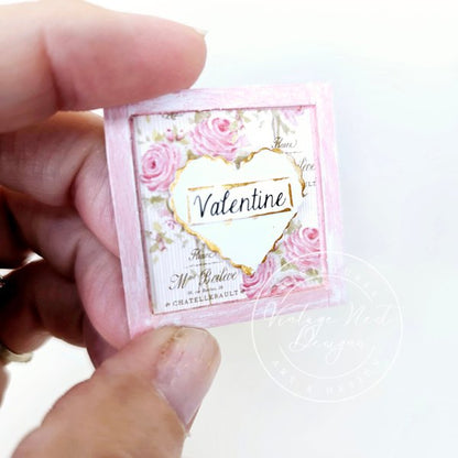 Valentine Lace Heart No.4 Dollhouse Miniature Handmade Framed Art image 4