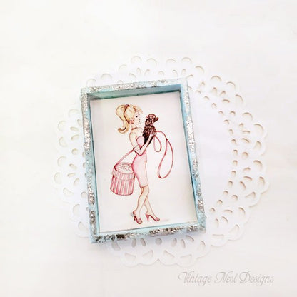 Barbie Shopping No.4:5 Dollhouse Miniature Handmade Wooden Framed Art image 4