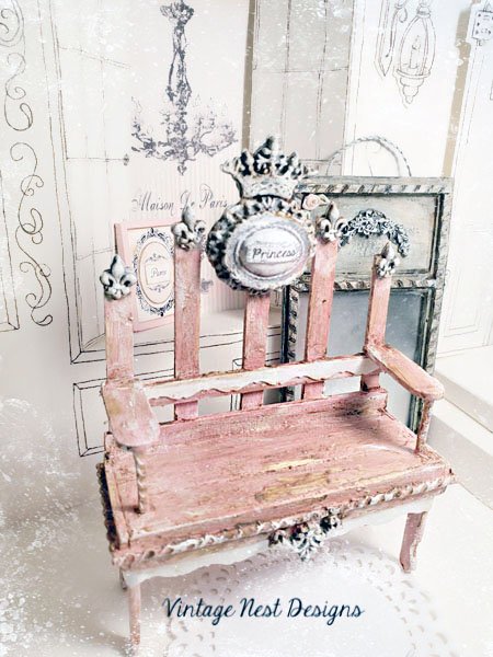 Shabby Princess Bench No.3 Dollhouse Miniature Handmade image 2