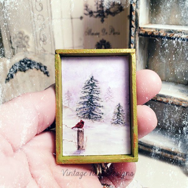 Winter Cardinal No.1:1 Dollhouse Miniature Handmade image 1