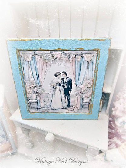 Wedding Couple No.2 Dollhouse Miniature Handmade Framed Art image 2