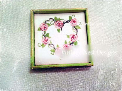 Bird Nest No.31:1 Dollhouse Miniature Handmade Wooden Framed Art image 0