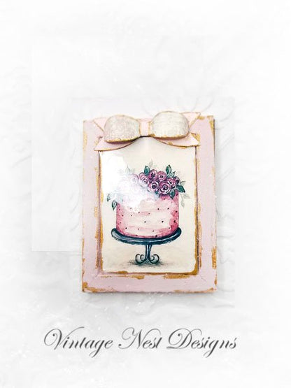 Kitchen Cake No.7:11 Dollhouse Miniature Handmade Wooden Framed Art image 4