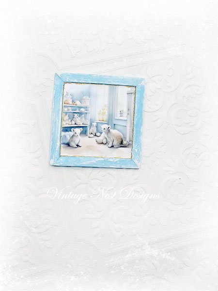 A Babies Room No.1:1 Dollhouse Miniature Handmade Wooden Framed Art image 2