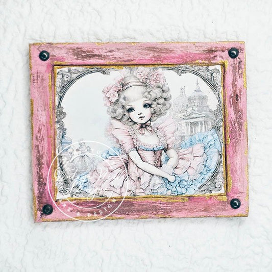 Young Marie No.1:1 Dollhouse Miniature Handmade Framed Art image 1