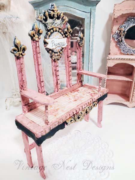 Shabby Princess Bench No.7 Dollhouse Miniature Handmade image 9
