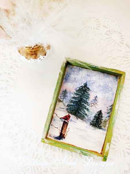 Winter Cardinal No.1:2 Dollhouse Miniature Handmade image 1