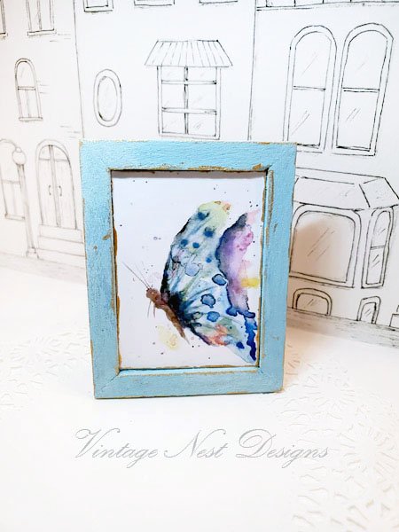 Butterfly No.1:1 Dollhouse Miniature Handmade Wooden Framed Art image 0
