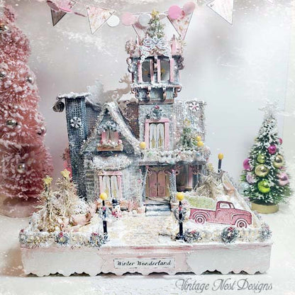 Victorian Mansion Putz Glitter Holiday Dollhouse House No.1 Handmade image 10