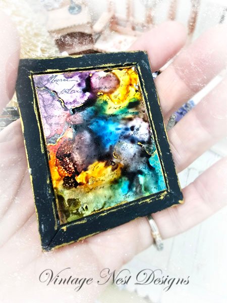 Abstract Art No.2 Dollhouse Miniature Handmade Wooden Framed Art image 3