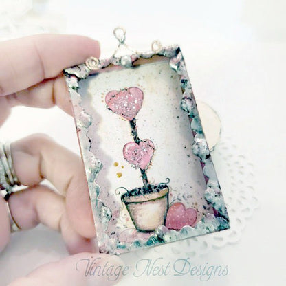 Metal Framed Valentine Topiary No.2 Dollhouse Miniature Handmade image 1