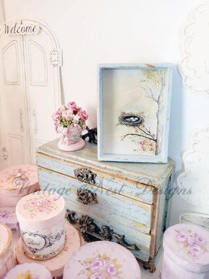 Bird Nest Roses Tree No.1:1 Dollhouse Miniature Handmade image 4