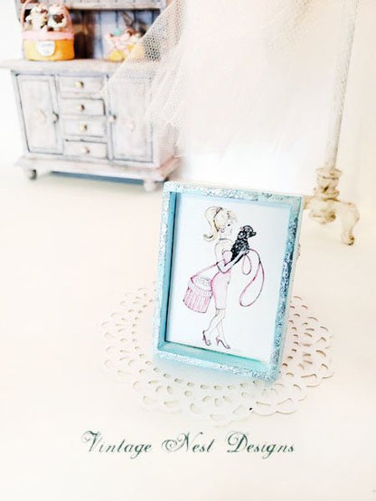 Barbie Shopping No.4:5 Dollhouse Miniature Handmade Wooden Framed Art image 2