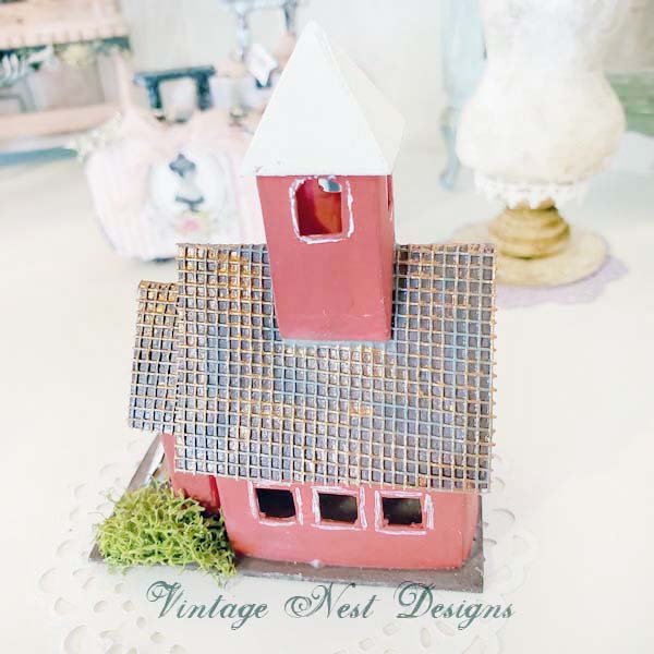 Putz Red School House No.1 Handmade Miniature image 3