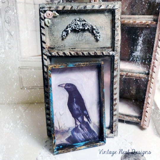 Old Crow No.1:1 Dollhouse Miniature Handmade Framed Art image 4