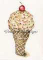 Ice Cream Cone No.2 Watercolor Digital Prints Scrapbooking image 0