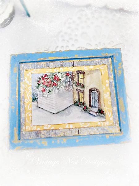 Cottage House No.6:1 Dollhouse Miniature Handmade Wooden Framed Art image 3