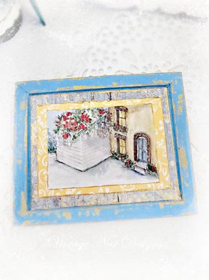 Cottage House No.6:1 Dollhouse Miniature Handmade Wooden Framed Art image 3