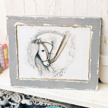 Andalusian Horse No.1:7 Dollhouse Miniature Handmade Wooden Framed Art image 5