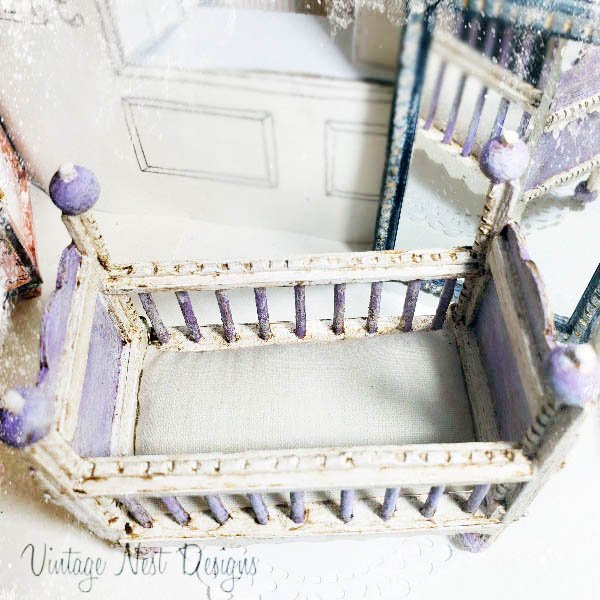 Baby Antique Style Crib No.5 Handmade Dollhouse Miniature image 7