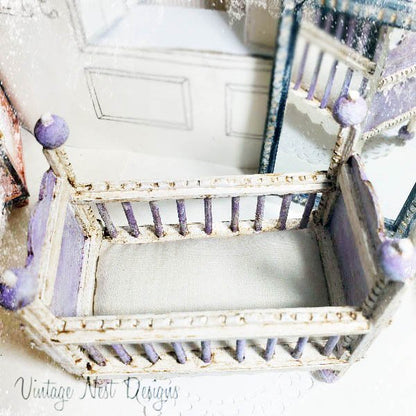 Baby Antique Style Crib No.5 Handmade Dollhouse Miniature image 7
