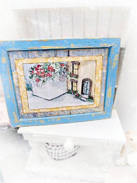Cottage House No.6:1 Dollhouse Miniature Handmade Wooden Framed Art image 2