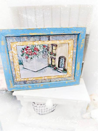 Cottage House No.6:1 Dollhouse Miniature Handmade Wooden Framed Art image 2