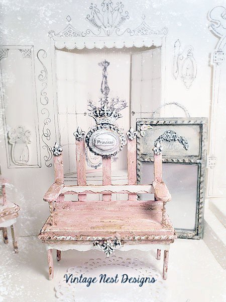 Shabby Princess Bench No.3 Dollhouse Miniature Handmade image 0