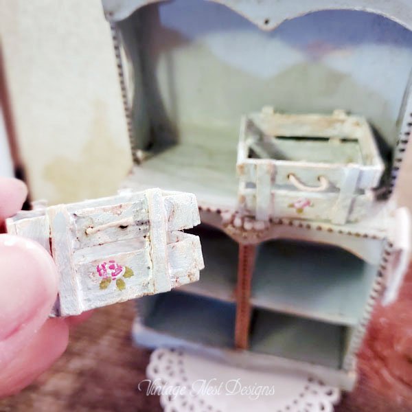 Blue Cabinet No.8 Dollhouse Miniature Handmade image 4