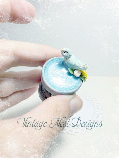 Bird Bath No.4 Miniature Handmade for Dollhouse Diorama Room Shadow Box image 1