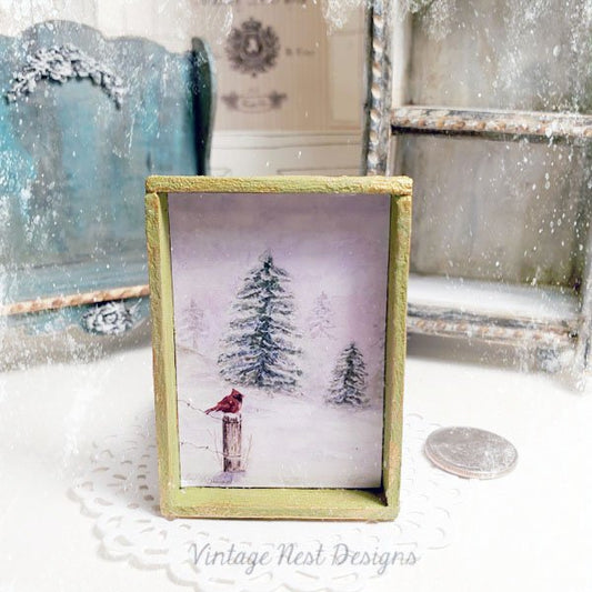 Winter Cardinal No.1:1 Dollhouse Miniature Handmade image 0