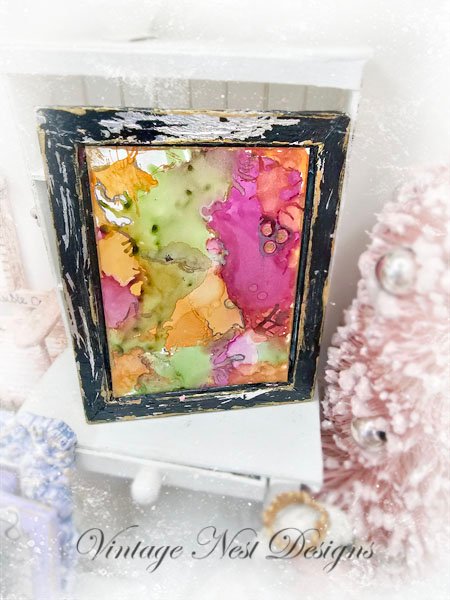 Abstract Art No.3 Dollhouse Miniature Handmade Wooden Framed Art image 4