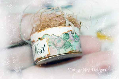 Bird Nest Basket No.7 Dollhouse Miniature Handmade image 1
