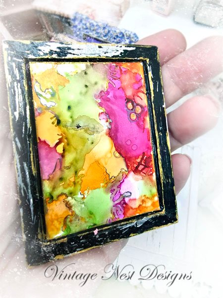 Abstract Art No.3 Dollhouse Miniature Handmade Wooden Framed Art image 2