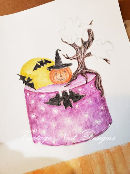 Halloween Cake No.1 Digital Print Watercolor Painting image 2