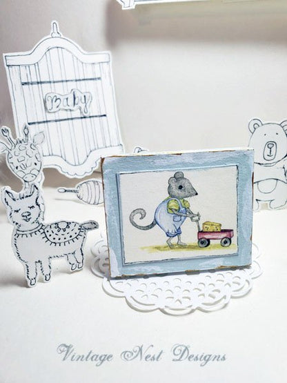 Nursery Mouse No.1:2 Dollhouse Miniature Handmade image 1