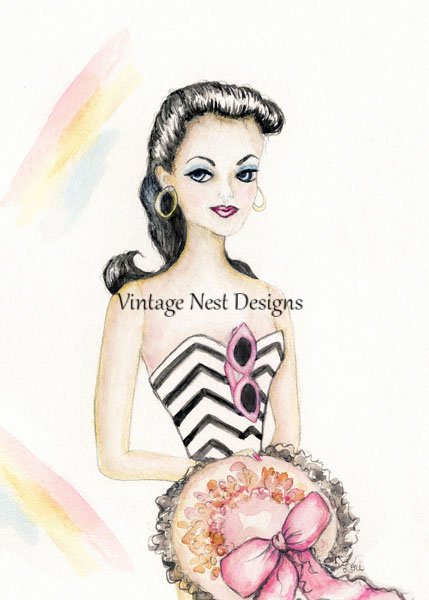 Barbie Doll No.2 Digital Print Watercolor Painting image 0
