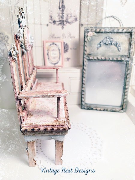 Shabby Princess Bench No.2 Dollhouse Miniature Handmade image 1
